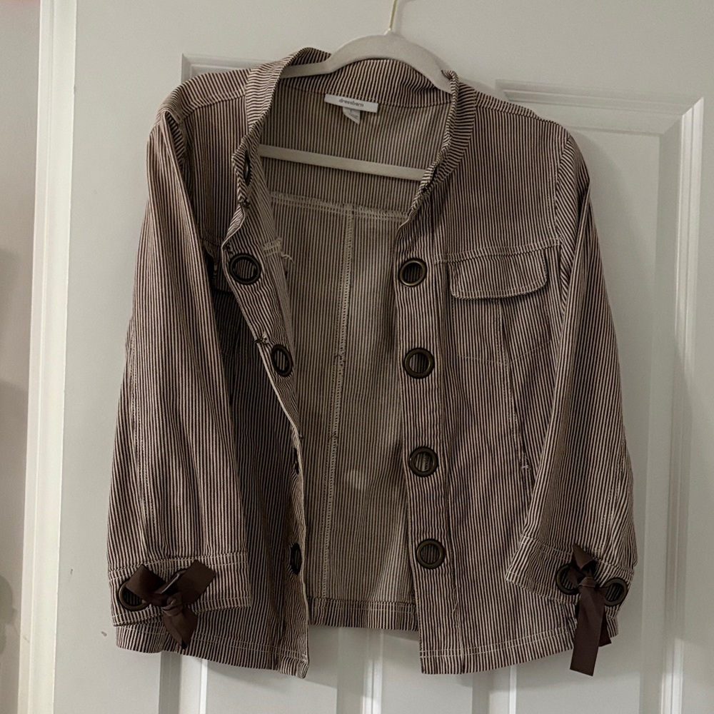 Dressbarn Brown Striped Jacket